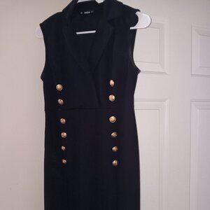 Black double breasted dress with gold button